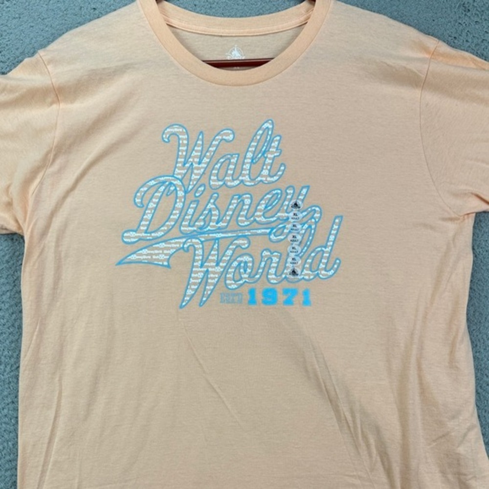 Disney Parks Walt Disney World T-Shirt Womens XL Peach Comfort Short Sleeve Tee